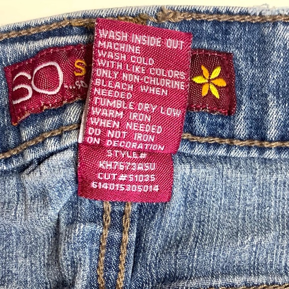 SO Stretch Embellished Jeans Turquoise Stitching - Picture 11 of 16